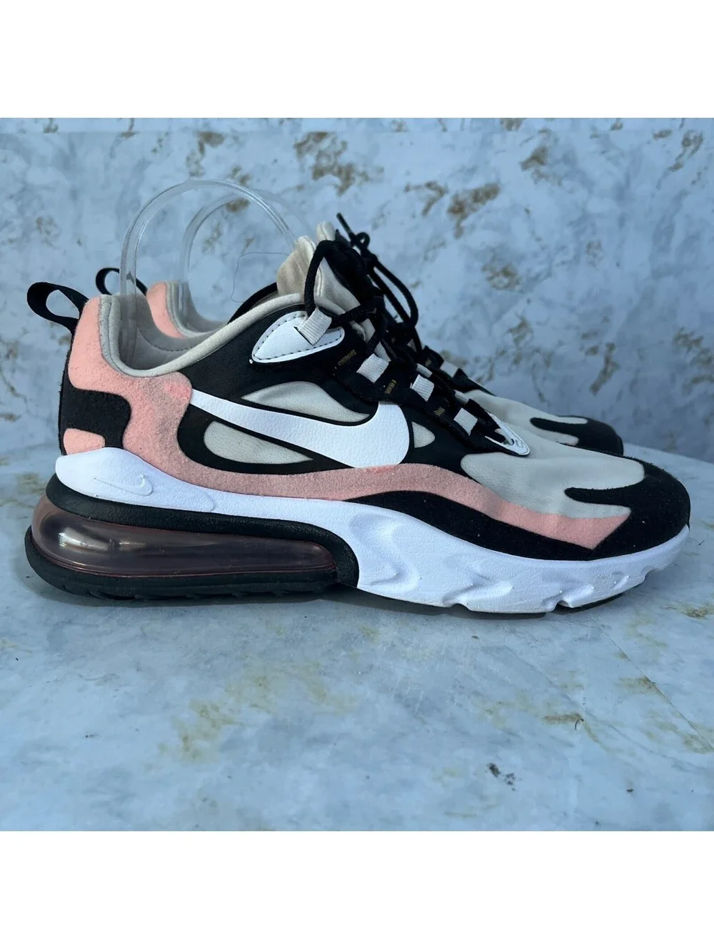 Nike Air Max 270 React Womens Size 9.5 Shoes White Pink Athletic Trainer Sneaker